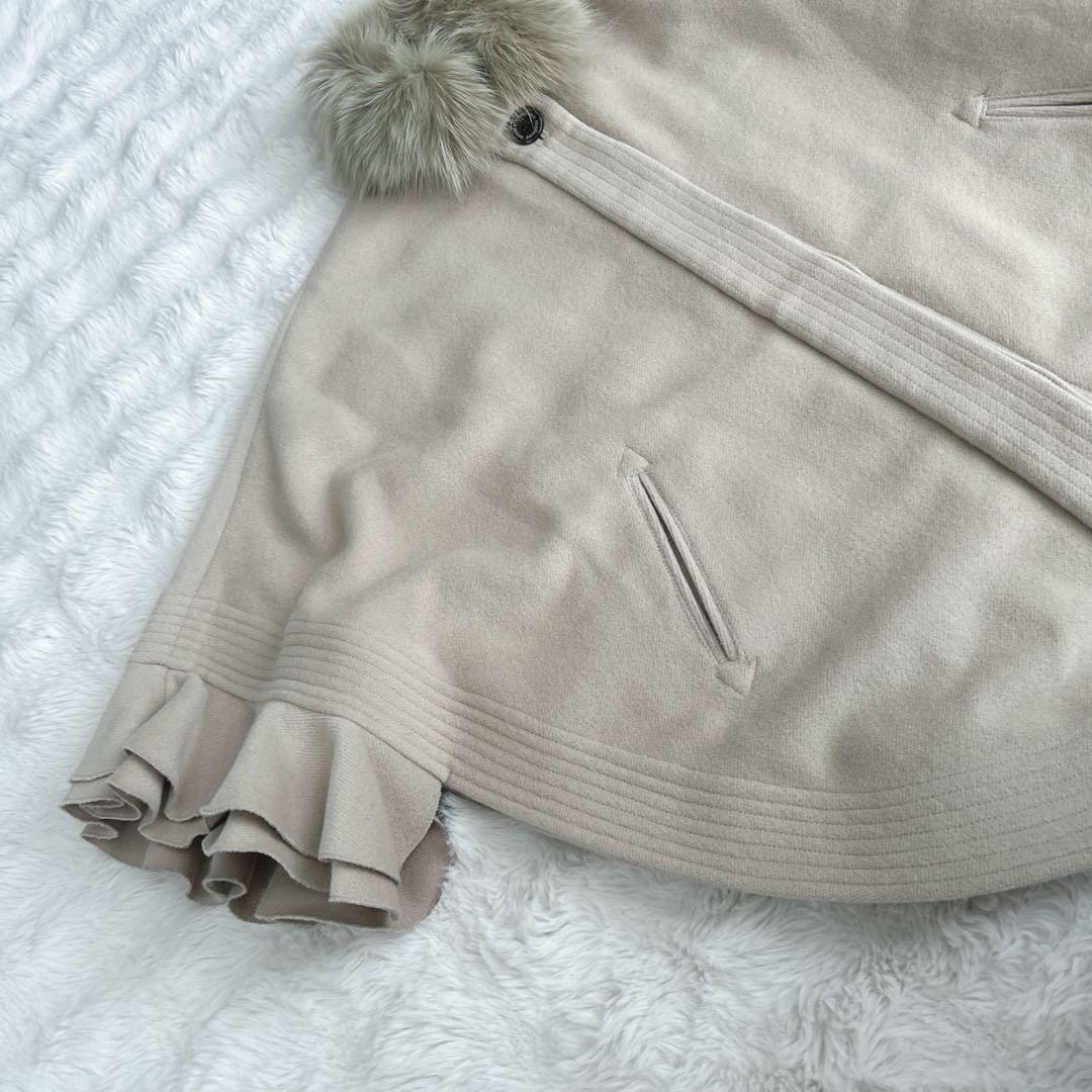 ソブ★ポンチョ ファー ケープ ブルーフォックス　アンゴラ　フリル