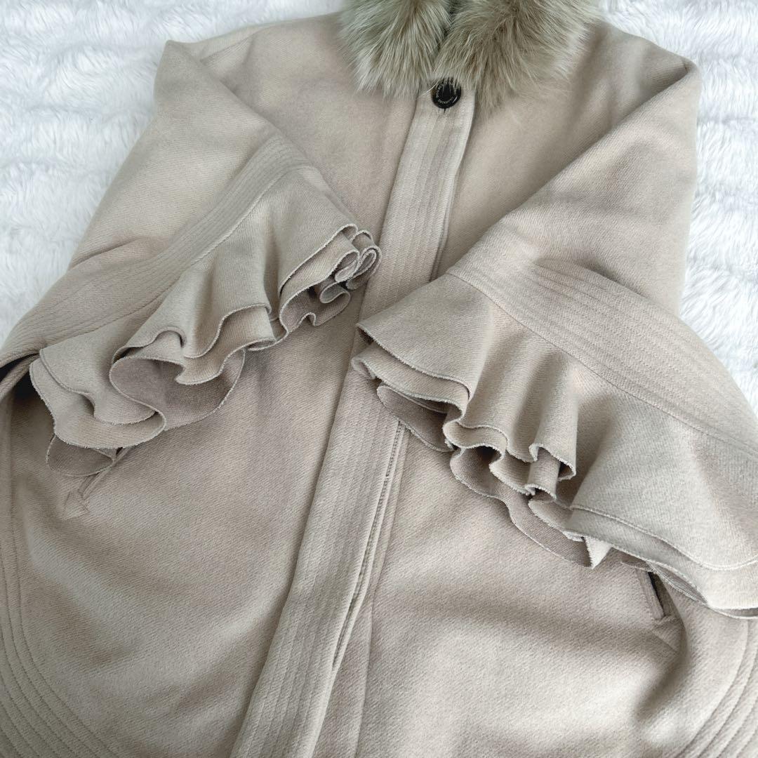 ソブ★ポンチョ ファー ケープ ブルーフォックス　アンゴラ　フリル