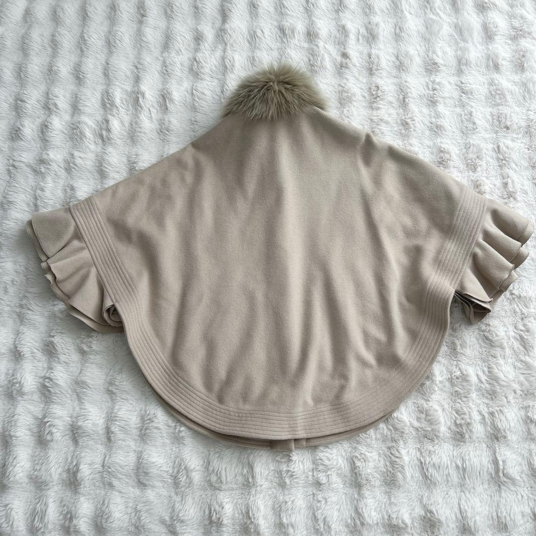 ソブ★ポンチョ ファー ケープ ブルーフォックス　アンゴラ　フリル