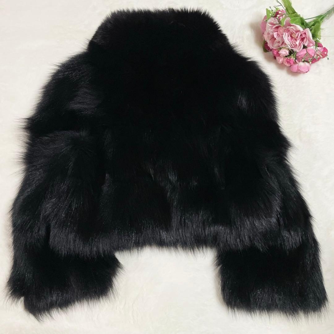 超極美品● レオナール ファー ジャケット フォックスファー 総柄 ブラック M