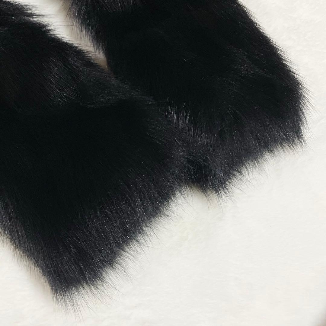 超極美品● レオナール ファー ジャケット フォックスファー 総柄 ブラック M