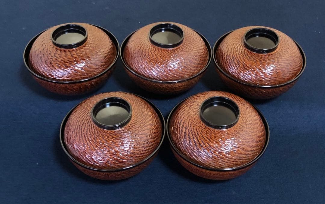 ちょ《レ》柚子型 吸物椀10客 木製漆器 木箱　251117え2