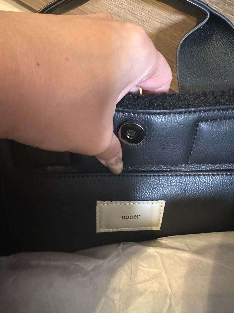 【新品未使用】nuer ヌエール 2WAY 柔らかボア レザー トート 黒