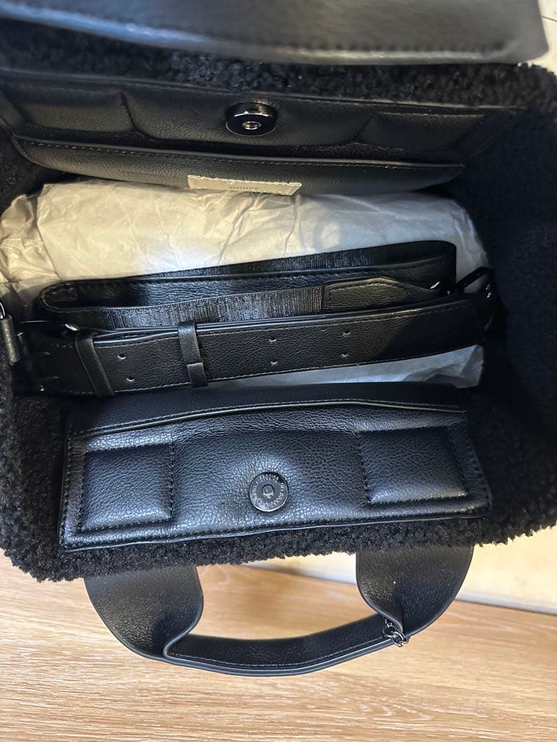 【新品未使用】nuer ヌエール 2WAY 柔らかボア レザー トート 黒