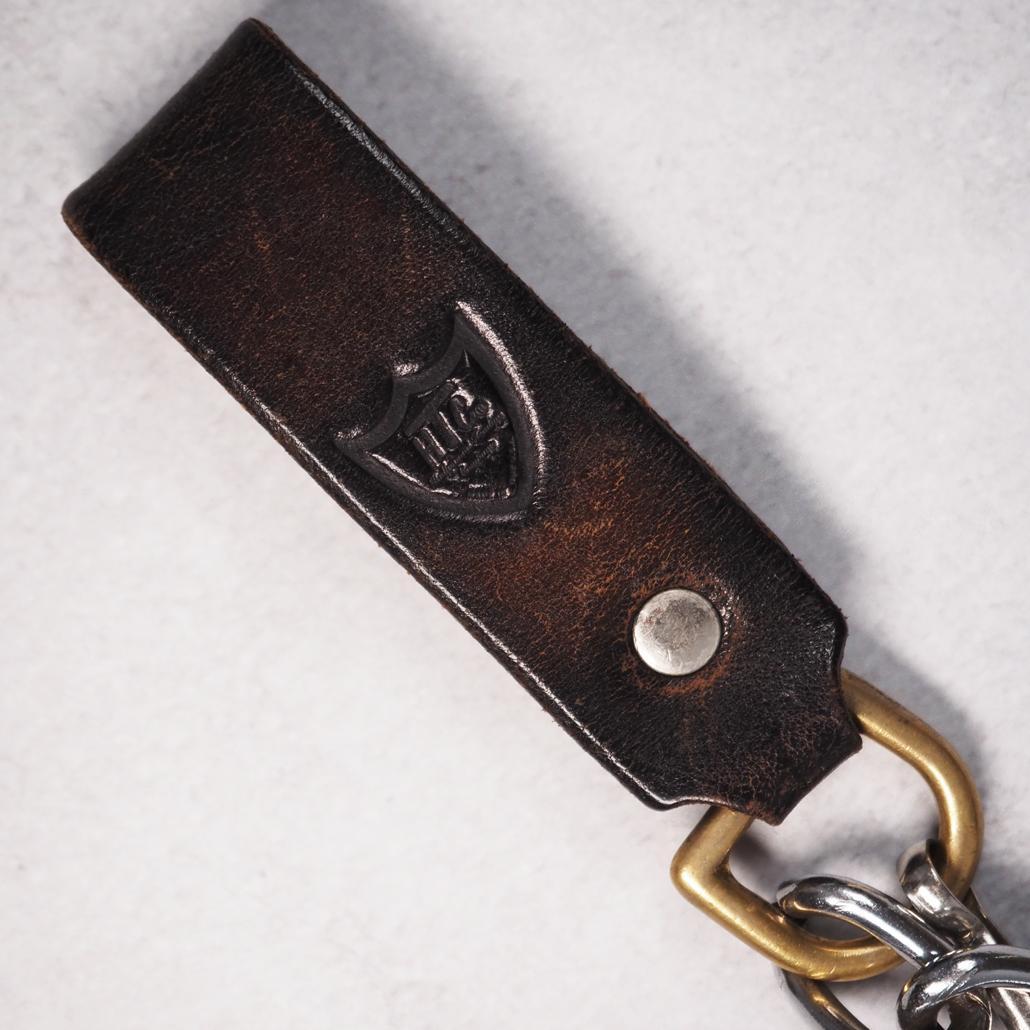 HTC フラワースタッズ ウォレットチェーン 茶芯 ヴィンテージ レザー 本革