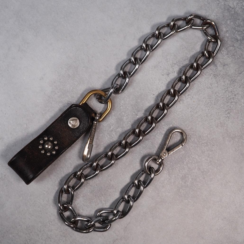 HTC フラワースタッズ ウォレットチェーン 茶芯 ヴィンテージ レザー 本革