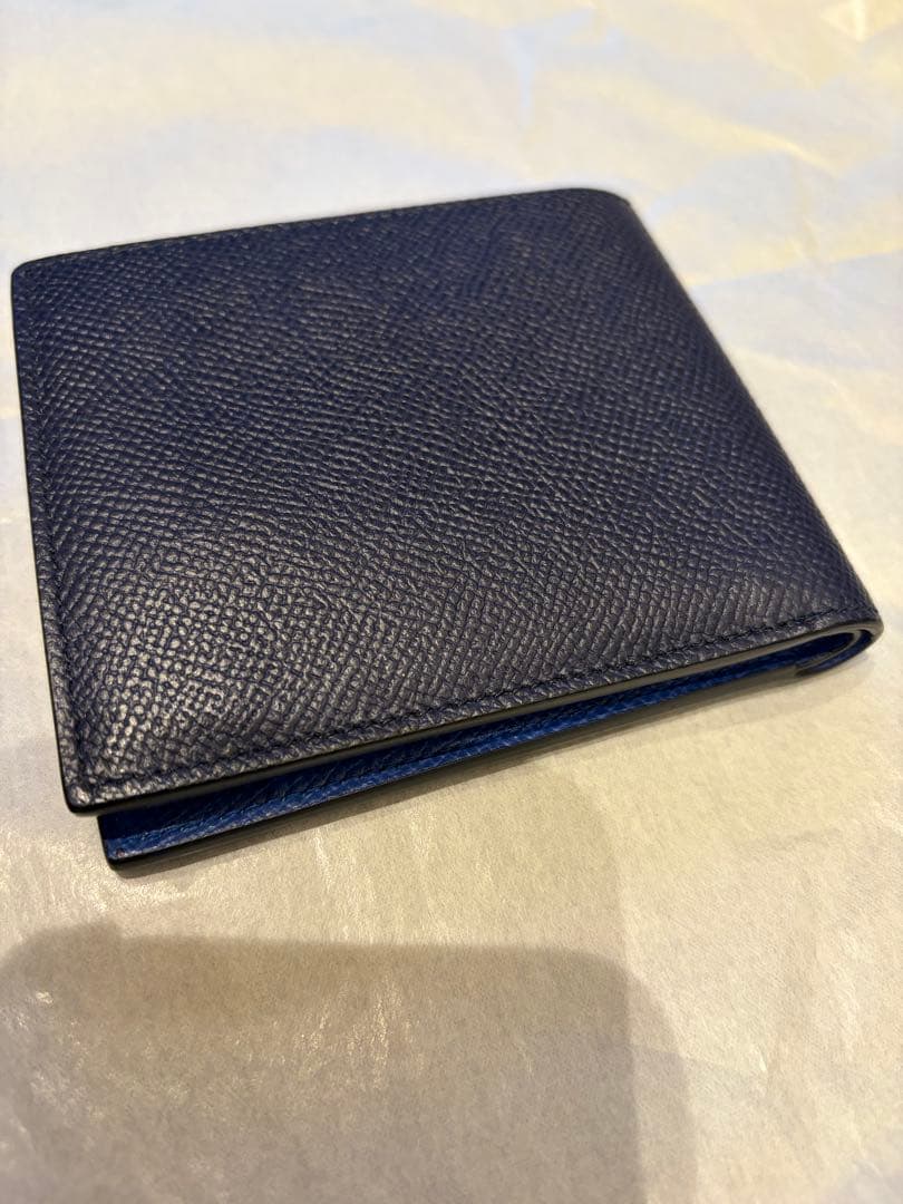 dunhill ネイビー ツートン　二つ折り財布　ケース付