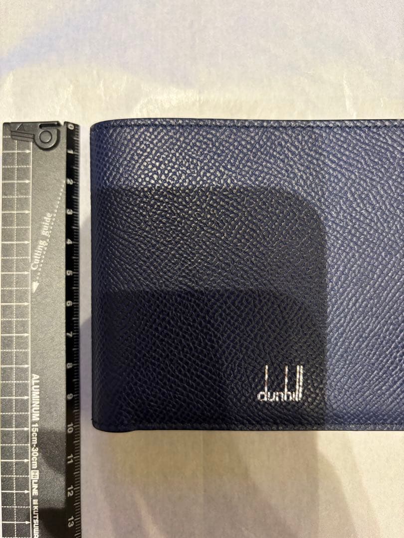 dunhill ネイビー ツートン　二つ折り財布　ケース付