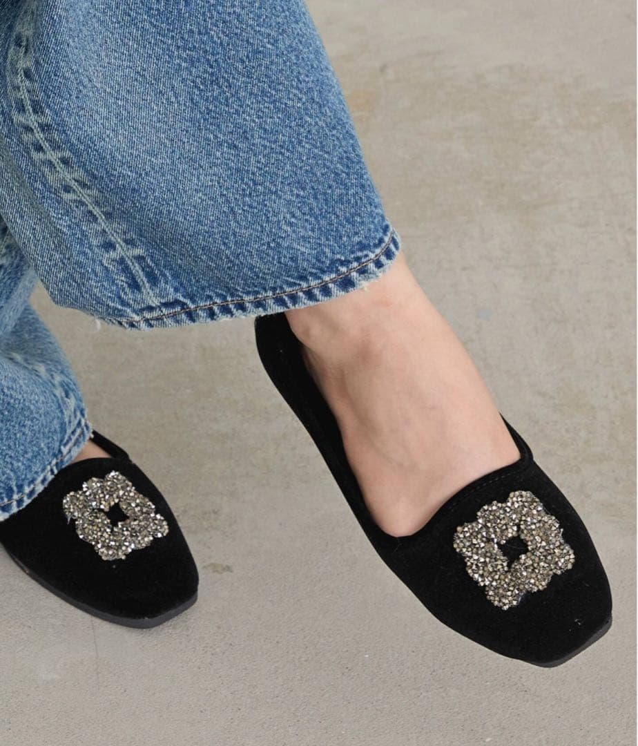 新品:IENA MALUS/マリュス VELVET SHOESブラック　37