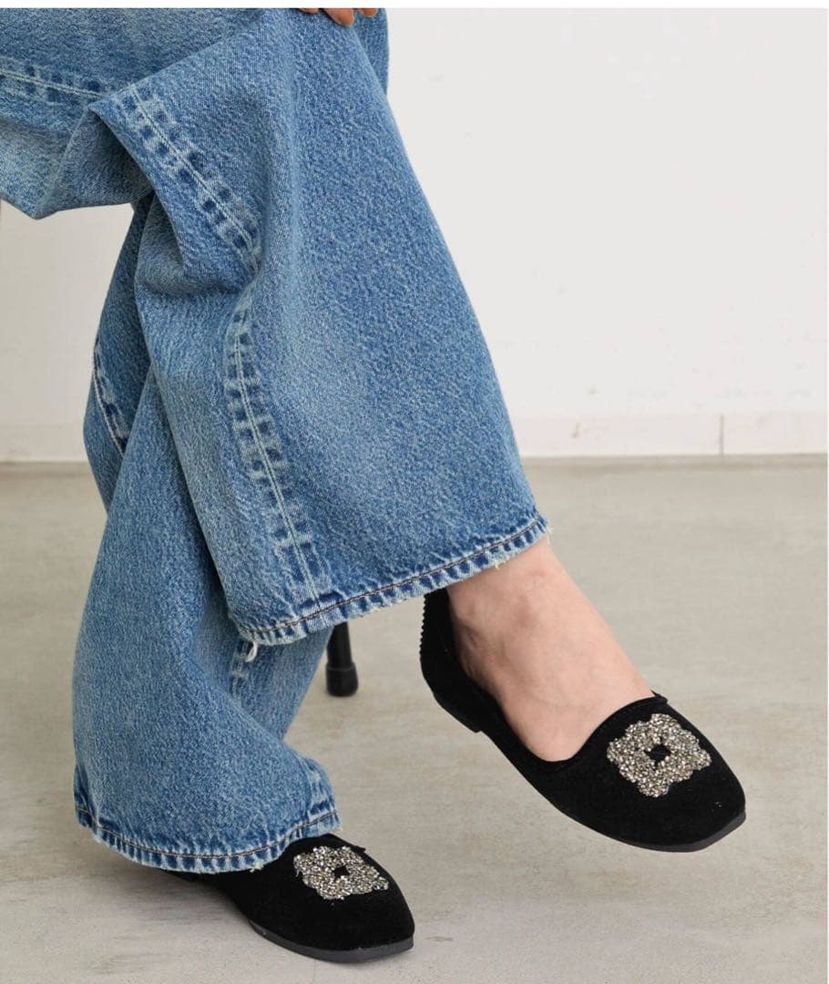 新品:IENA MALUS/マリュス VELVET SHOESブラック　37