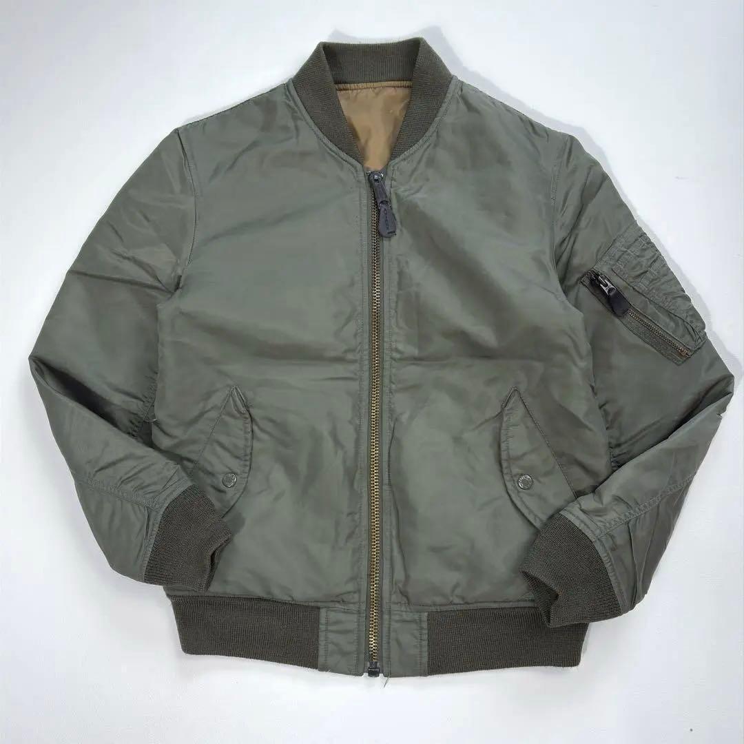 AVIREX MA-1 フライトジャケット リバーシブル カーキ×ブラウン L