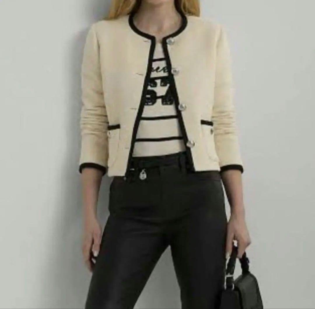 ローレンラルフローレンツートーン ブークレ クロップド ジャケット