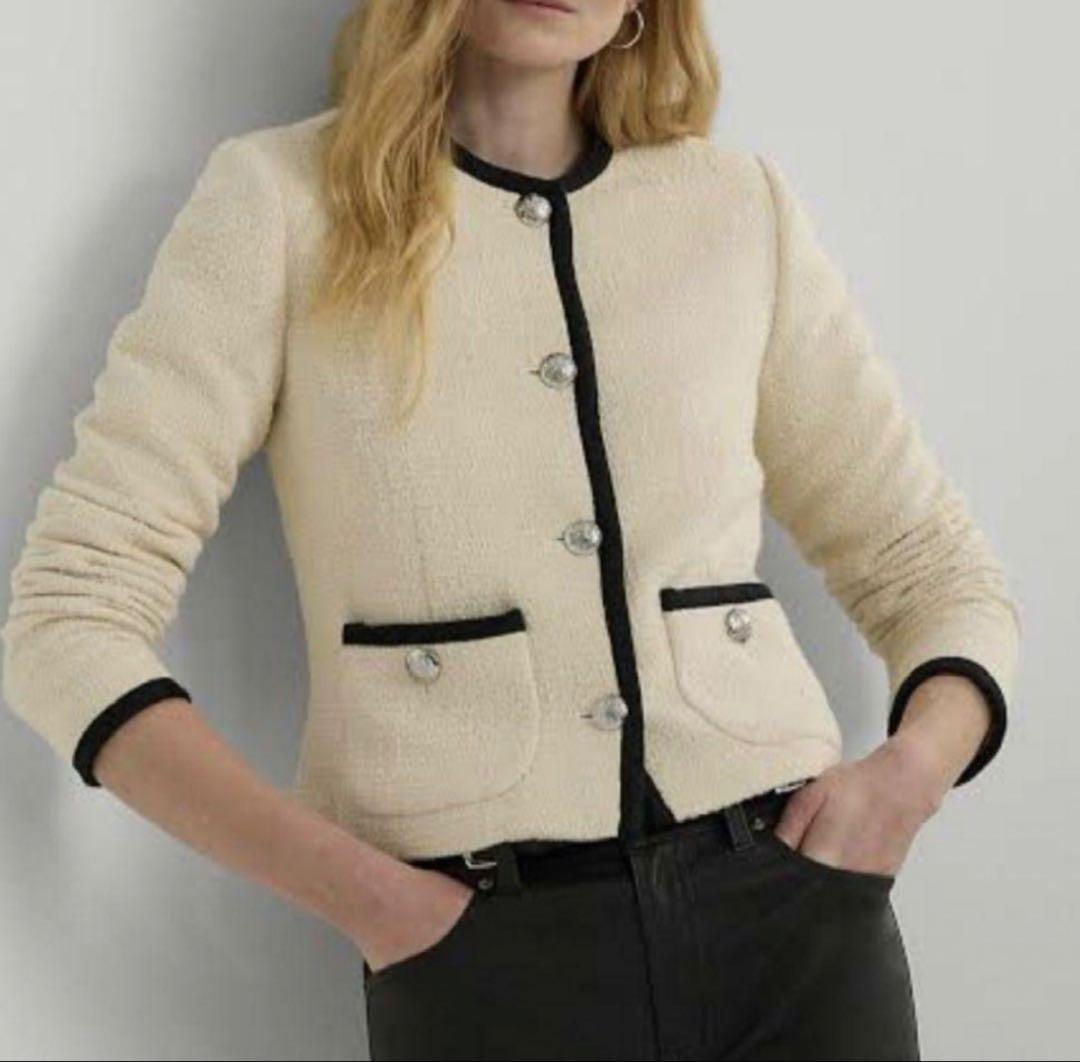 ローレンラルフローレンツートーン ブークレ クロップド ジャケット