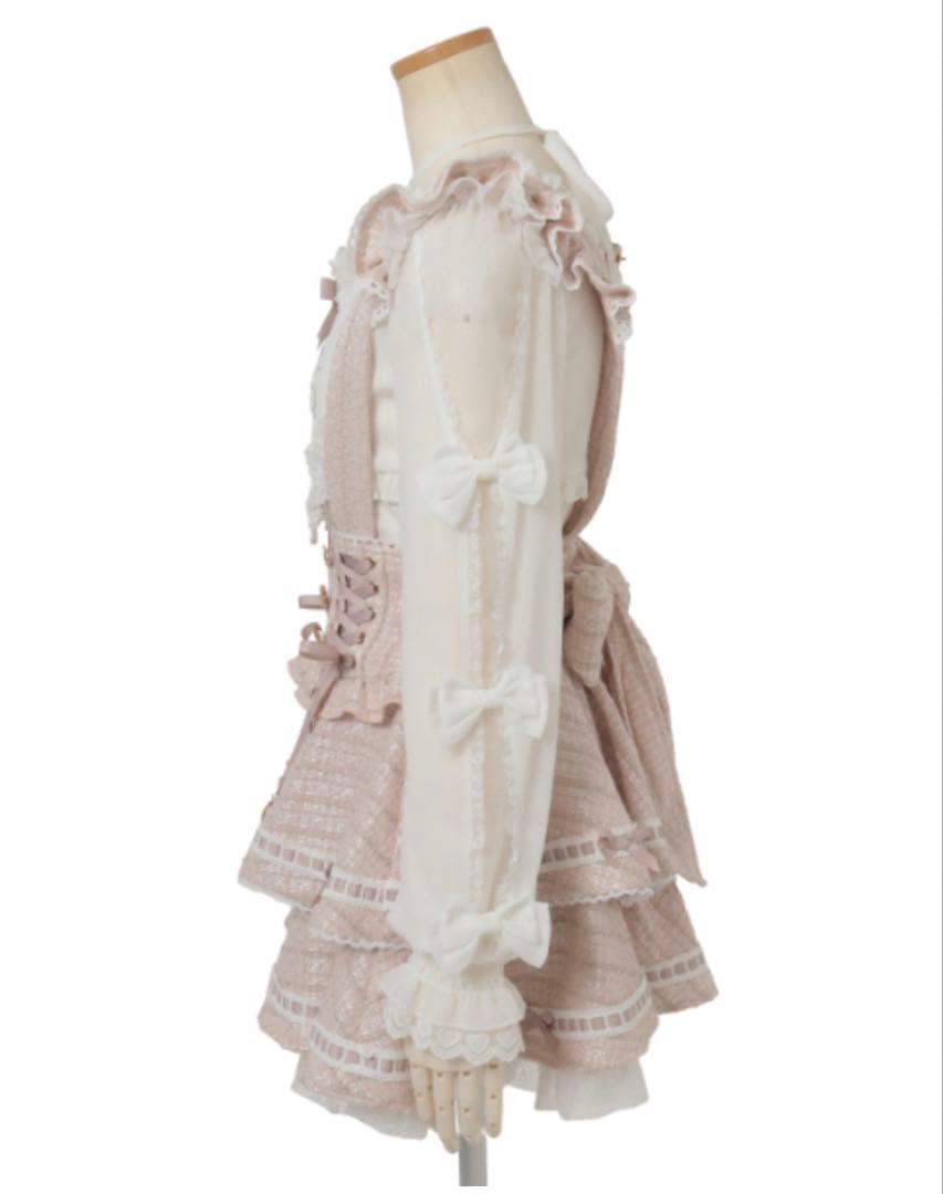 【新品タグ付】リズリサ はしごリボンツイードティアードスカパン　ピンク