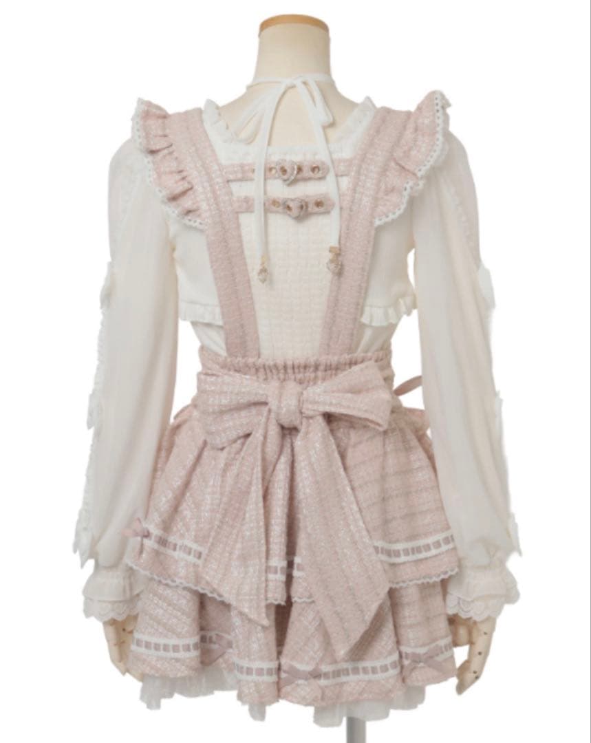 【新品タグ付】リズリサ はしごリボンツイードティアードスカパン　ピンク