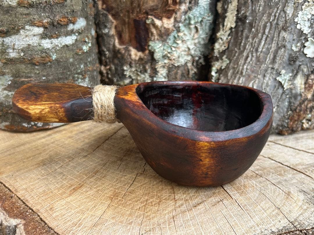 suns wood 手彫り　ククサ　白樺　漆塗り　ソロキャン　一点もの　野営