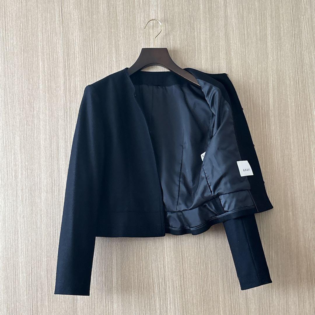 【1079】アナイ　ウールカルゼクルー　ジャケット 濃紺　38