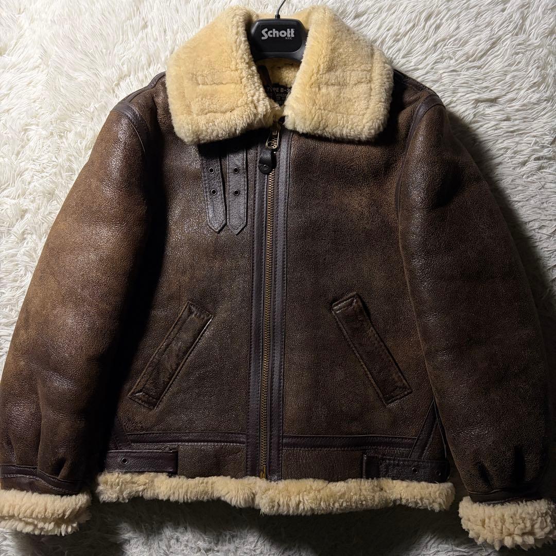 【米国製】schott フライトジャケット　B-3 羊革　ムートン　ボア　38