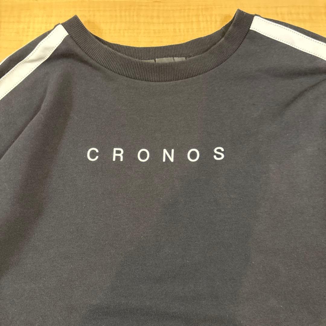 CRONOS ブラック 長袖カットソー ストライプ　Ｌサイズ