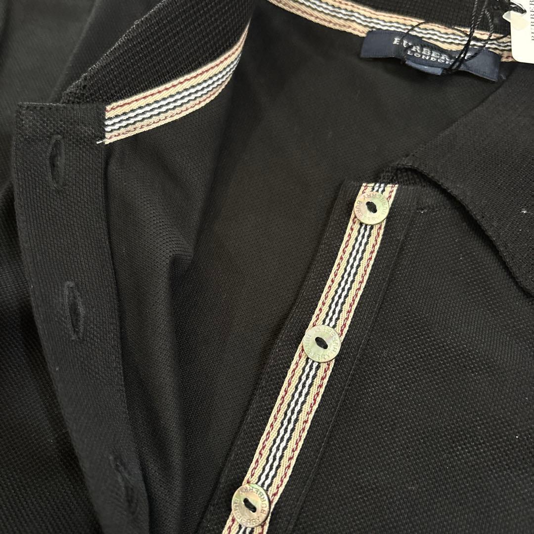 新品 未使用タグ付き バーバリー ロンドン ポロシャツ 黒 ノバチェック XL
