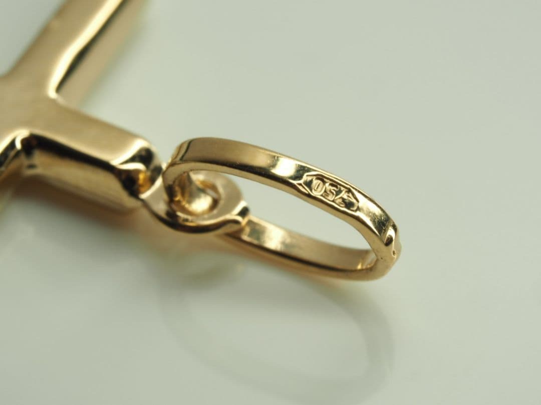 シンプル十字架　クロスペリドットトップ　750YG K18YG