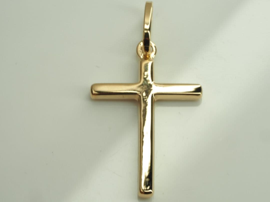 シンプル十字架　クロスペリドットトップ　750YG K18YG