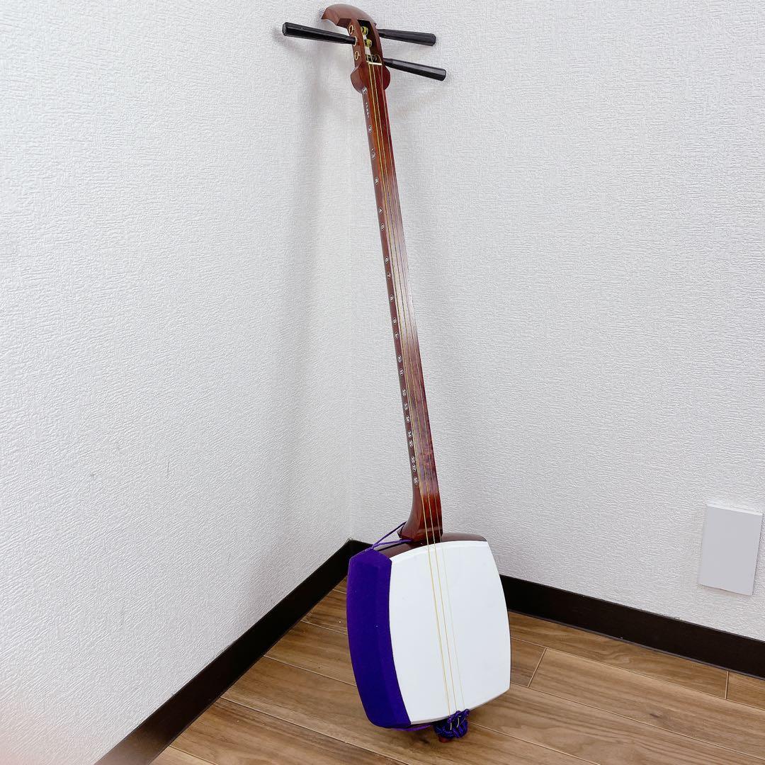 三味線 細棹 延棹 人工皮 丸打胴 和楽器　鳩胸