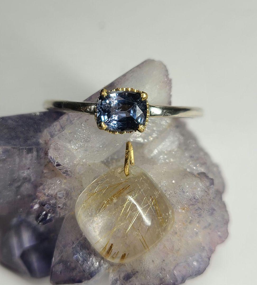 ニケ☆★ミャンマー産ブルースピネル、ブラジル産ルチルクオーツ★オーダー