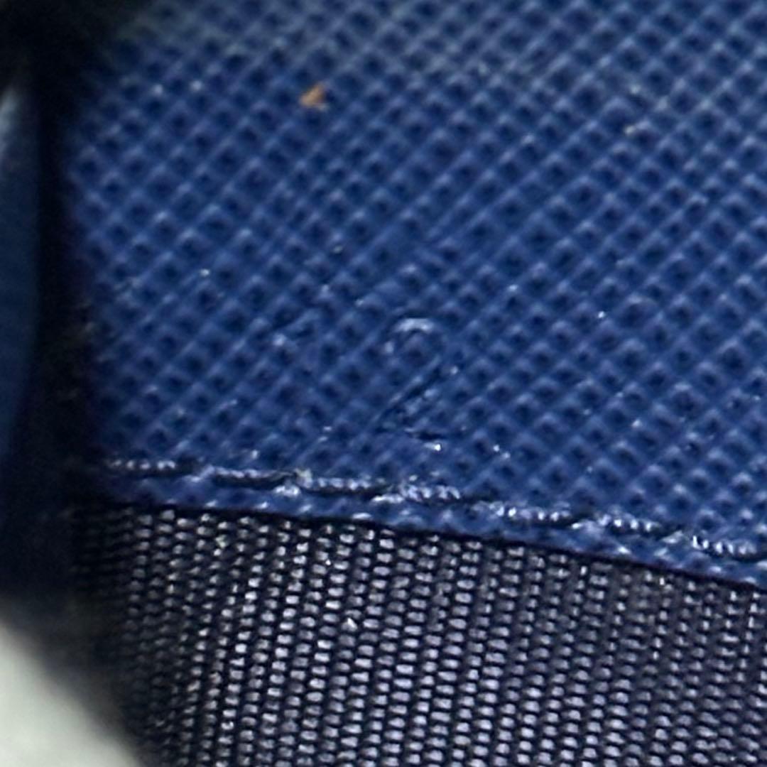 PRADA プラダ　長財布　リボン　ラウンドファスナー　ブルー　ゴールドロゴ