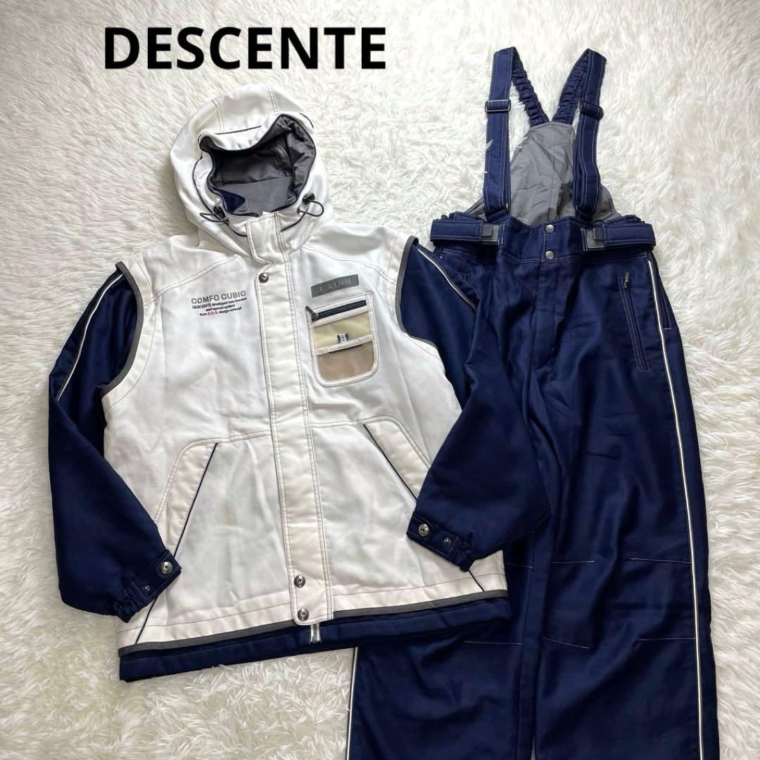 デサント スキーウェア セット 上下 メンズ L グレー 紺 ネイビー スノボ