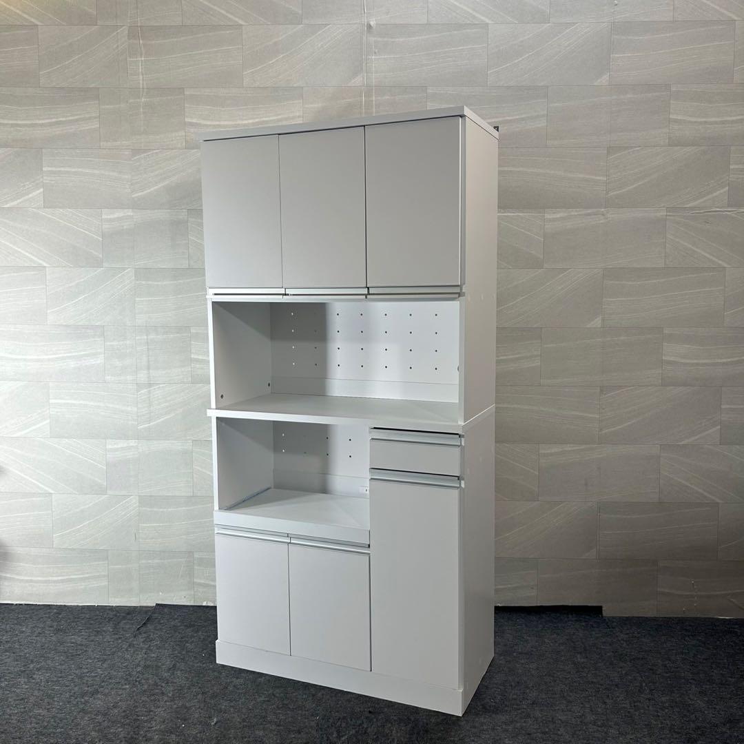 LOWYA 食器棚 幅90cm キッチンボード 高機能 レンジ台 d4468