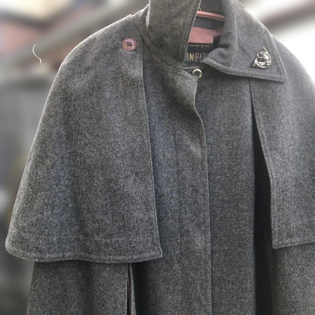 ヴィンテージ グレー ケープスタイル ロングコート