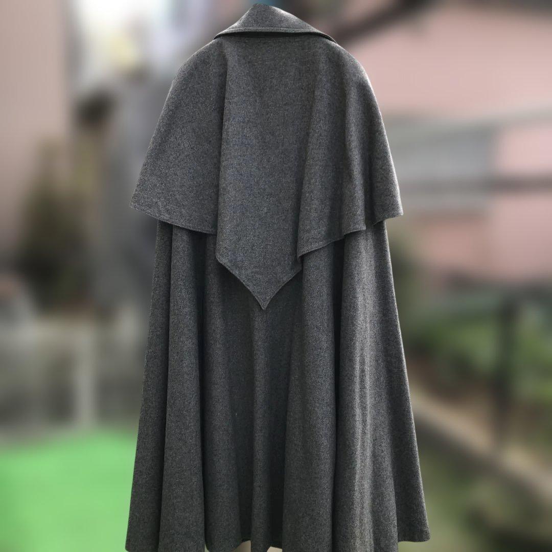 ヴィンテージ グレー ケープスタイル ロングコート
