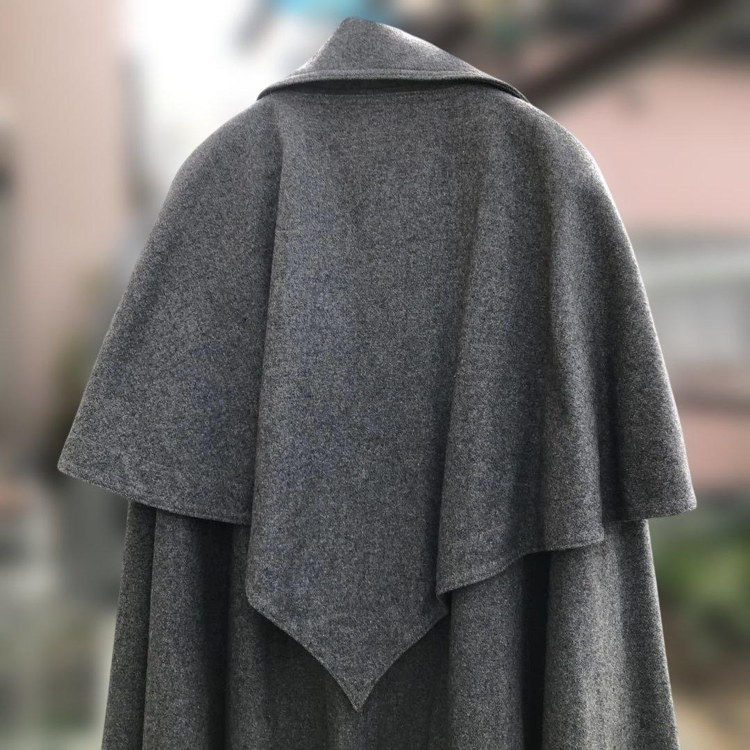 ヴィンテージ グレー ケープスタイル ロングコート