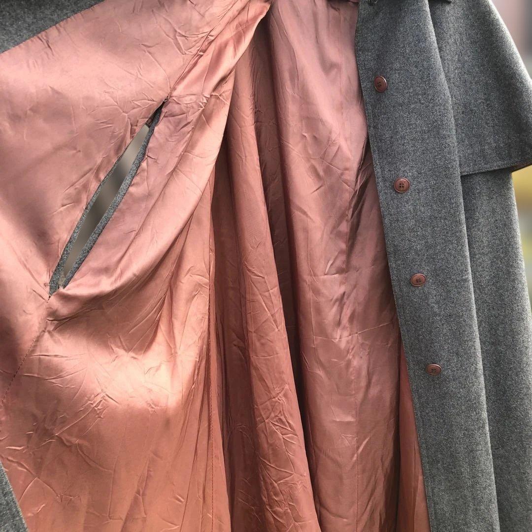 ヴィンテージ グレー ケープスタイル ロングコート