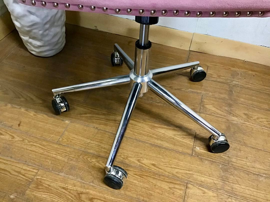 管249☆デスクチェア☆ベルベット☆オフィス回転チェア☆ 昇降チェア☆クロム脚