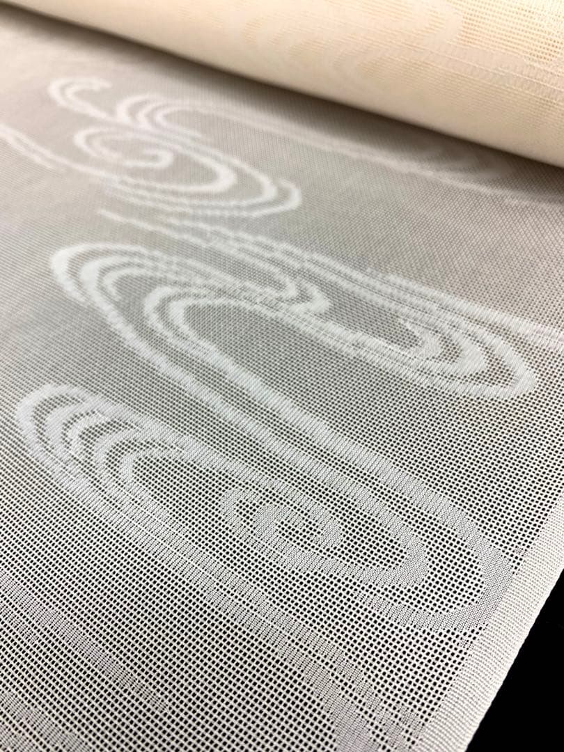 紋紗長襦袢 流水文様 アイボリー色 正絹 反物 TN