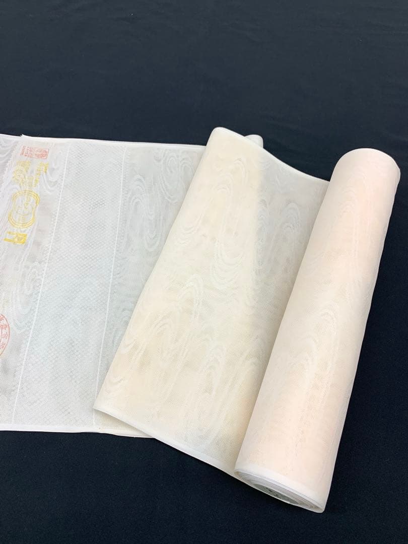 紋紗長襦袢 流水文様 アイボリー色 正絹 反物 TN