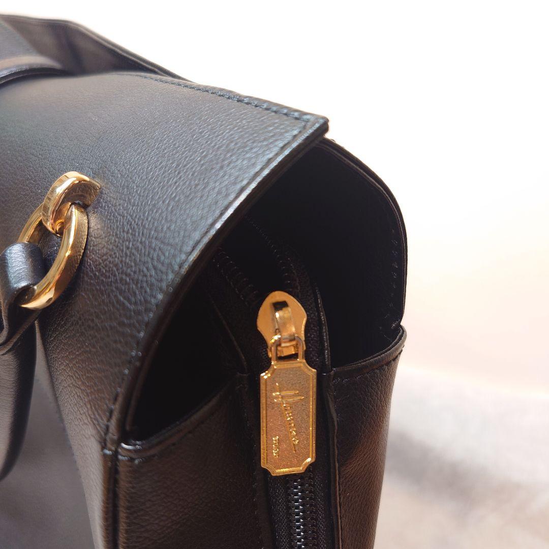 【濱野皮革工藝】グレース ディライトトート ブラック✕ゴールド　A4サイズ収納