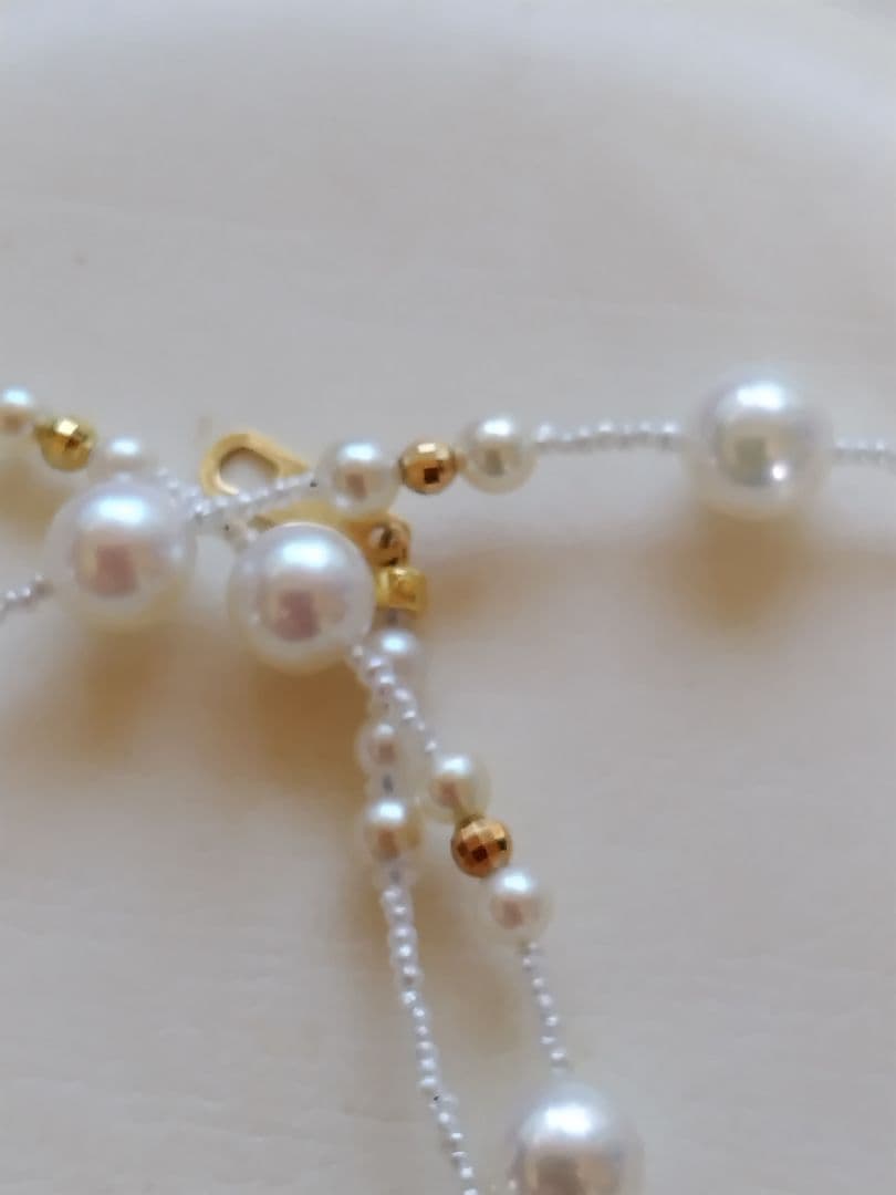 アコヤ真珠、あこや真珠ベビーパール、あこや砂芥子パールの、オメガ風ネックレス