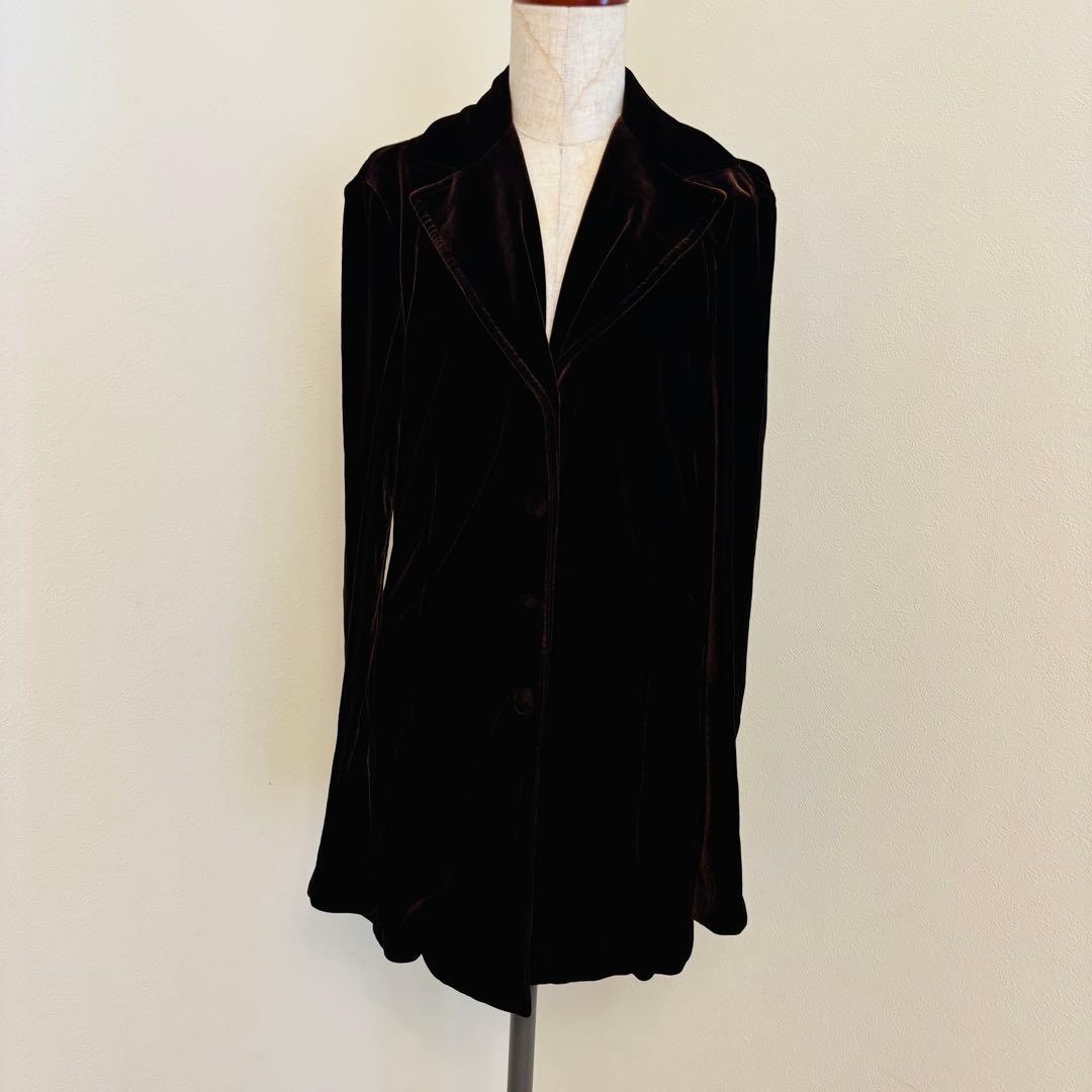 ANNA SUI イタリア製 ベルベットジャケット 茶 L
