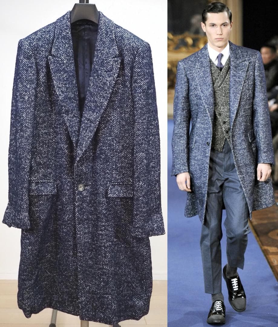 アレキサンダーマックィーン 11AWヘリンボーンツイードチェスターコート46