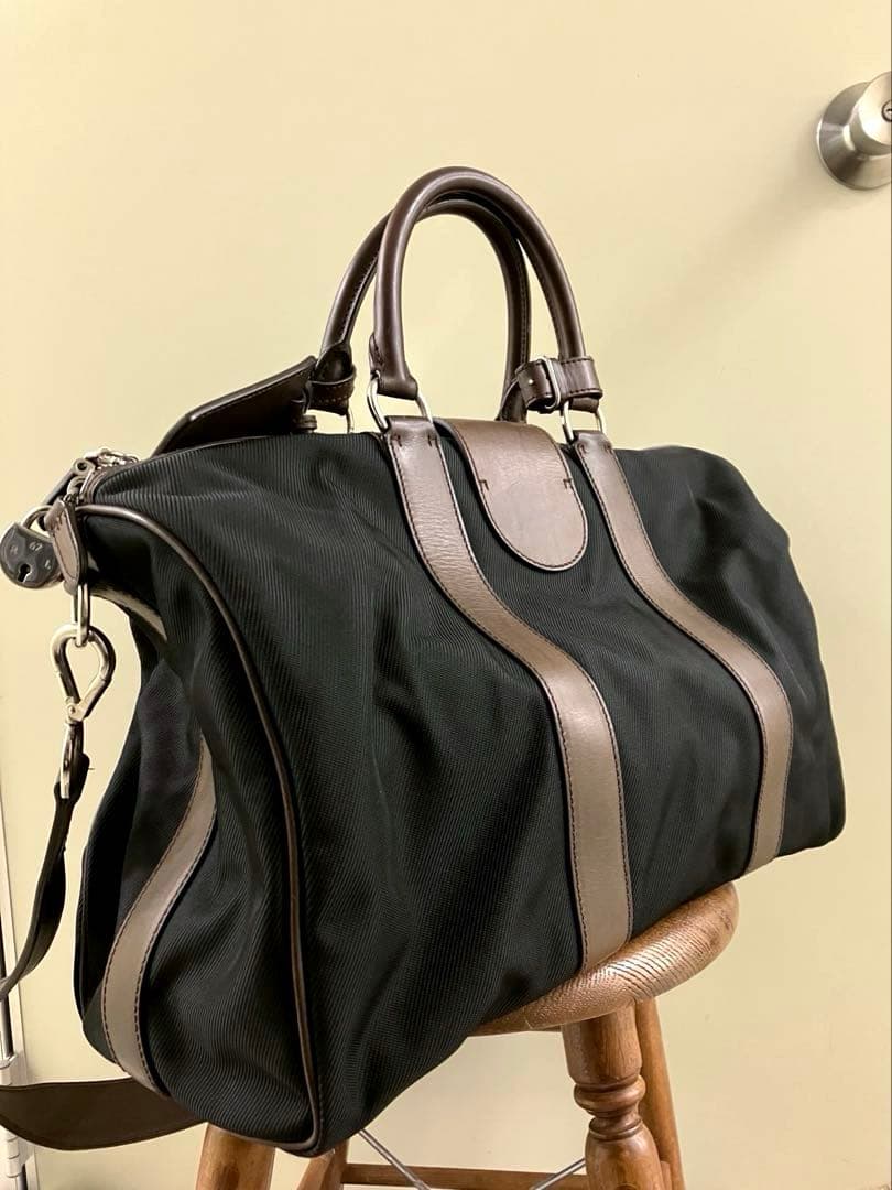 【Ralph Lauren】黒×茶 ナイロン×レザー リッキー ボストンBAG