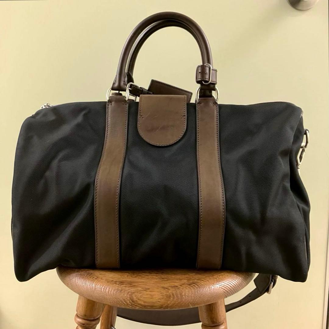 【Ralph Lauren】黒×茶 ナイロン×レザー リッキー ボストンBAG