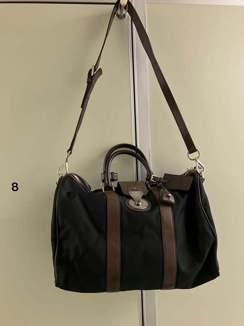 【Ralph Lauren】黒×茶 ナイロン×レザー リッキー ボストンBAG