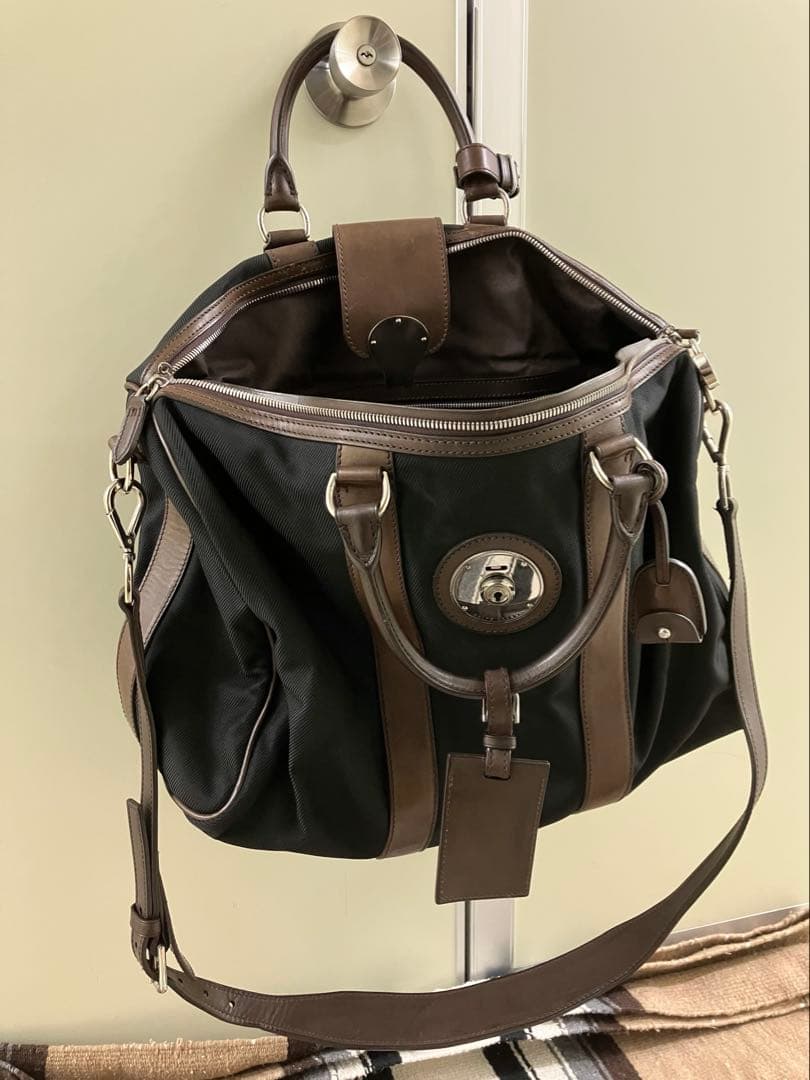 【Ralph Lauren】黒×茶 ナイロン×レザー リッキー ボストンBAG