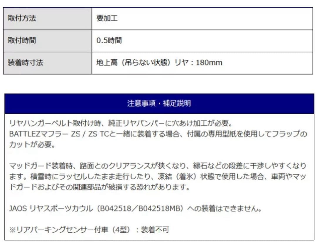 JAOS マッドガード3 フロントとリヤセット ジムニー JB74系