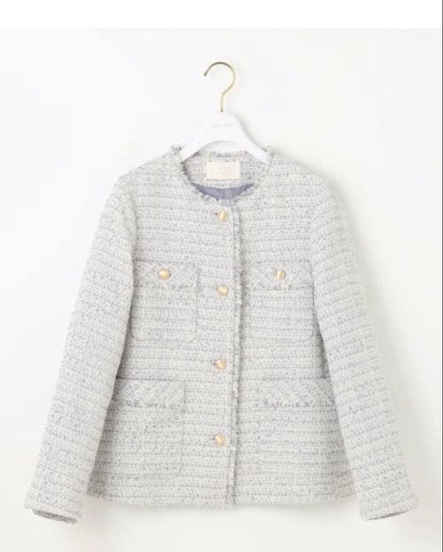 美品　anysis ノーカラーツイードジャケット グレー