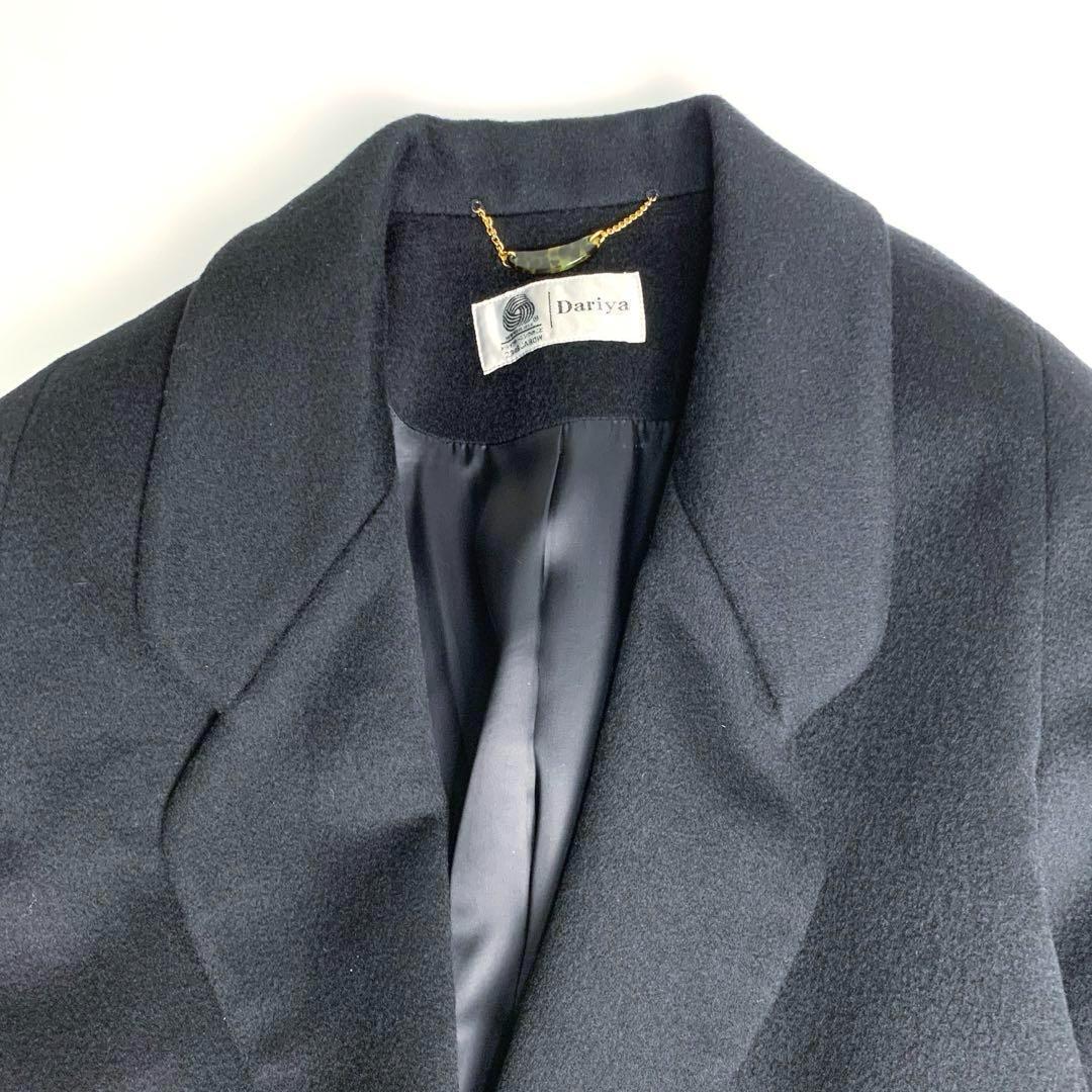 【新品タグ付‼️マキシ丈 カシミヤ100%】ダリヤ ロング チェスターコート 黒
