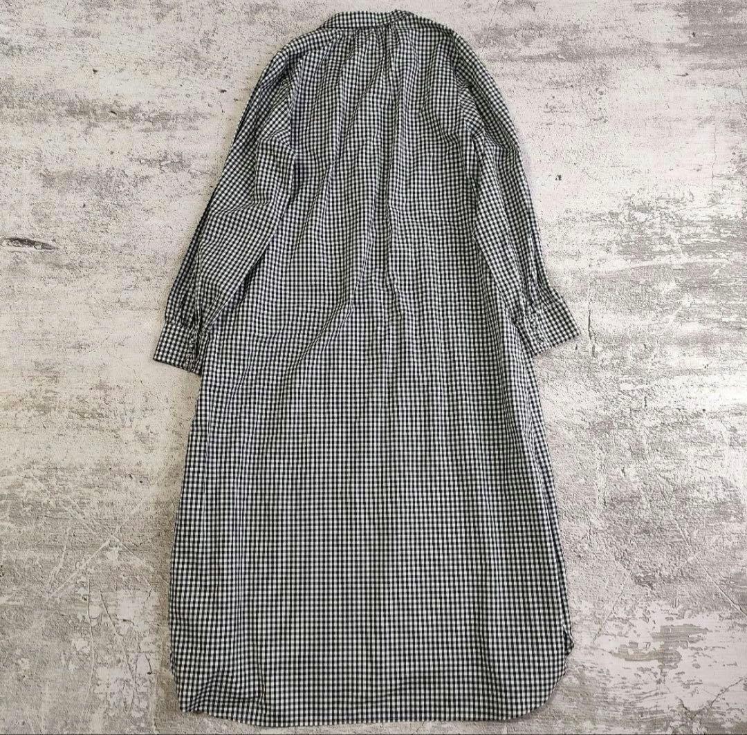 pot and tea ギンガムチェックボタンたくさん襟付きワンピース　日本製